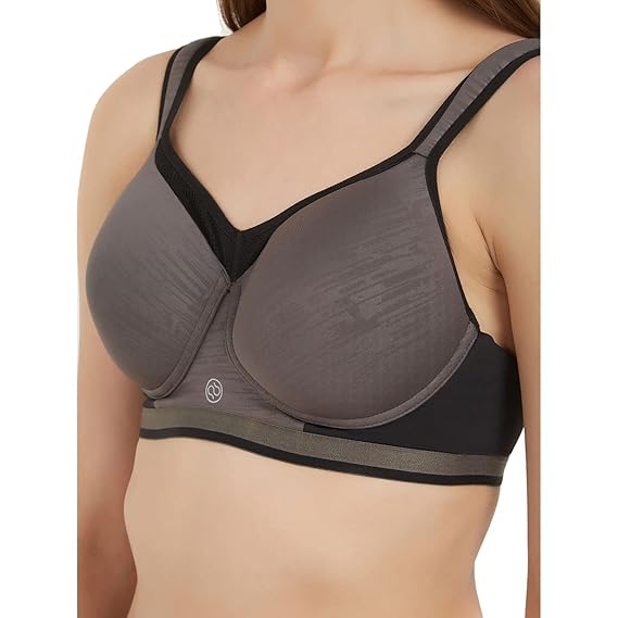 SOIE Women Full Coverage Polyamide Spandex High Impact Padded Non Wired Sports Bra